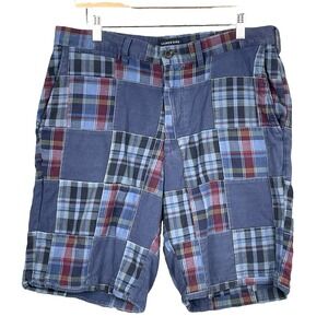 Lands End Retro Americana Patchwork Shorts Mens 34x9 90s Preppy Madras Classic